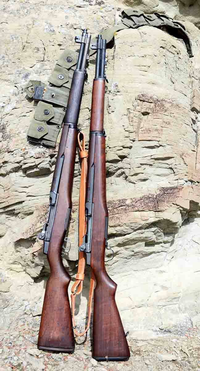 M1 Garands were the last infantry .30-06 rifle adopted by U.S. military forces. Mike’s are of World War II vintage. At left is a Winchester beside a Springfield Armory.